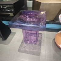 Table basse moderne nordique en acrylique avec plateau en verre créatif, facile à assembler, table d'appoint pour salon