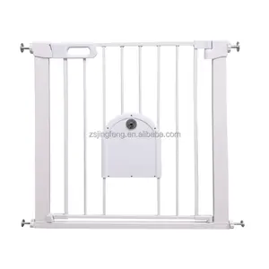 Baby Gates with Puppy Door Auto Close & Easy Walk Thru Dog Pet Gates for Stairs Pressure Mounted Barrier Gate Baby Safety Gate