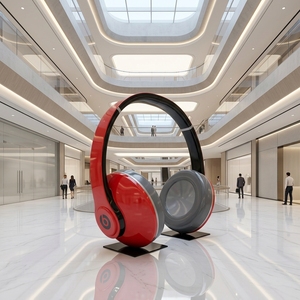 Escultura Gigante Personalizada de Auriculares de Fibra de Vidrio de 3 Metros, Figura Musical de FRP con Luz LED para Decoración de Paisajes de Centros Comerciales - Product Image 4