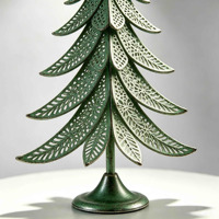 Ensemble de 2 arbres de Noël vintage en métal, décorations de table en fer vert avec étoile pour la décoration de la maison pendant les fêtes