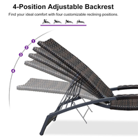 Chaise longue d'extérieur en rotin PE, dossier réglable, pour piscine, jardin, patio, plage - Vente flash
