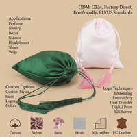 Sacs à cordon en satin imprimés avec logo personnalisé pour perruques, sacs anti-poussière en soie écologiques, pochettes d'emballage pour chaussures promotionnelles
