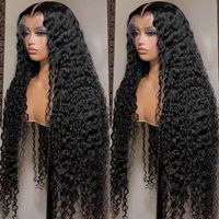 Perruques Lace Front 13x4 en cheveux humains vierges brésiliens bruts, densité 250, 40 pouces, bouclées Deep Wave, sans colle, avec dentelle frontale HD 13x6