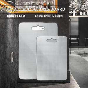 Planche à découper portable double face en acier inoxydable, carrée et épaisse, pour viande, fruits, légumes, usage domestique - Product Image 2
