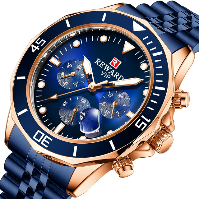 Reward New Design Men Luxury Wrist Watch Top Brand Fashion Wristwatch Stainless Steel Waterproof Man Quartz Watches Reloj