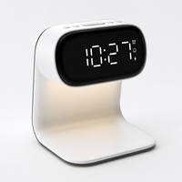 Lámpara de Mesa Moderna con Cargador Inalámbrico, Luz Nocturna LED Digital Regulable, para Dormitorio, Mesita de Noche, con Función de Reposo, para Cargar el Teléfono, Decoración de Hotel