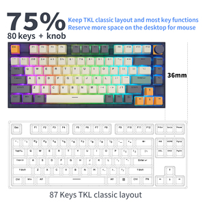 GK75 <span class=keywords><strong>skyloong</strong></span> คีย์บอร์ดกลไกไร้สาย3โหมด75คีย์ปะเก็นสลับร้อน - Product Image 5