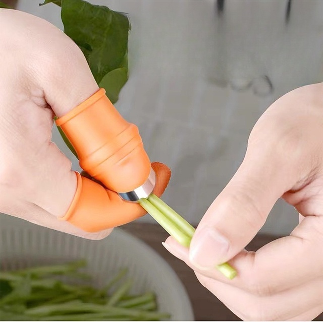 Finger Protector Silicone Thumb Knife Protector Gears Cutting Vegetable Harvesting Knife Pinching Plant Blade Scissors Gloves