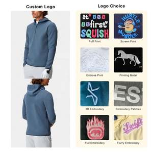 Sudadera con capucha bordada personalizada para Hombre Sudaderas con capucha de lana de alta calidad Golf béisbol algodón Spandex Boxy Zip up Sudadera con capucha para hombres - Product Image 4