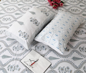 Parure de lit en coton imprimé à la main, motif floral indien bohème, fabriquée à Jaipur, drap plat taille King, décoration intérieure - Product Image 3