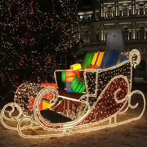 Guirlande LED pour décoration extérieure, grande taille, cadre métallique, motif de chariot, lumière pour décorations de noël