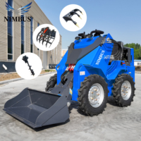 Pengiriman Cepat Skid Steer Loader NIMBUS Rangka Bodi Tebal dengan Lampu Kerja LED untuk Perawatan Jalan Skid Steer Loader