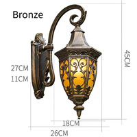 Applique murale extérieure vintage décorative E27 dorée, luminaire mural moderne en métal pour jardin et cour