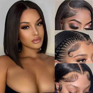 Parrucca Bob in Capelli Umani Vergini Double Drawn, Senza Colla, con Frontale in Pizzo HD, Lisci Naturali, Stile Vietnamita, per <span class=keywords><strong>Donna</strong></span> - Product Image 2