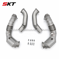 Downpipe 300 CPSI pour BMW G30 M550i N63, spécifications allemandes, sablé, avec bouclier thermique gaufré et soudures TIG dorées