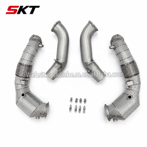 300 CPSI Downpipe for BMW G30 M550i N63 Germany Spec Sandblasted Front Pipe Embossed Heat <b>Shield</b> Golden TIG Welds - Product Image 2