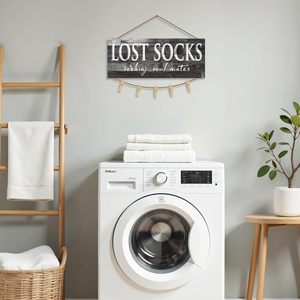 KINGO Vintage Lost Socks Seeking Soul Mates Rustic Canvas Print Art Wall Decor for Washroom/<strong>Bathroom</strong> 6" X 15" - Product Image 2
