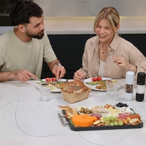 Planche à découper double face en acier inoxydable 304, grande, sans toxines, résistante aux rayures, avec design en maille pour couper le blé, compatible lave-vaisselle - Product Image 5