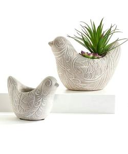 Maceta de mesa pequeña, Material de cemento con forma de pájaro Animal bonito, maceta suculenta para decoración de hogar y jardín - Product Image 4