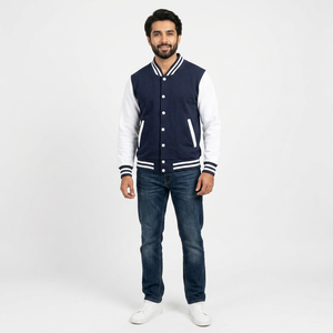 Wholesale Polyester Made <b>Men's</b> Wind Proof Breathable Winter Knitted Varsity Letterman <b>Jackets</b> Manufacturer Supplier Pakistan - Product Image 1