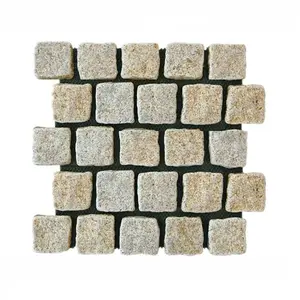 HZY-75-T G682 Yellow Granite Inter Lock Paving Stone Tiles Pavestone Garden