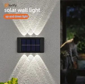 Fábrica de vendas diretas decoração ao ar livre jardim casa parede luz IP65 impermeável para cima e para baixo solar parede luz para jardim