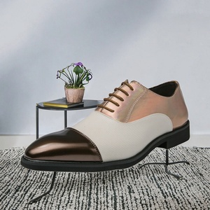 AMPLE New Arrival Brogue Dress Shoes Oxford Men <b>Pointed</b> Toe Breathable Waterproof PU Leather Lace-Up Closure Solid Rubber Summer - Product Image 3