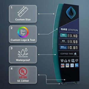 Insegna a Pilone per Prezzi Carburante Stazione di Servizio, Display Digitale <span class=keywords><strong>LED</strong></span> Esterno, Cabinet in Alluminio Illuminato Impermeabile, Insegna per Stazione di Servizio - Product Image 3