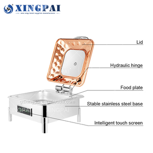 XINGPAI Restaurant & Hotel fornisce piatti in acciaio inossidabile set scaldabagno di lusso con coperchio in vetro - Product Image 4