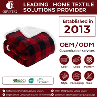 Plaid en flanelle 100 % polyester personnalisé Orvetex avec imprimé écossais, utilisable toute l'année, écologique, idéal pour la maison ou comme cadeau