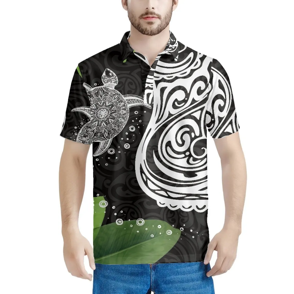 ポリネシア部族タートルデザインメンズサマーポロシャツ男性半袖Tシャツ通気性ビジネスポロシャツ卸売