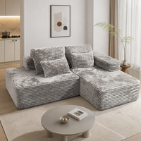 Canapé d'angle en forme de L compressé en boîte, en éponge pure, emballé sous vide, revêtu de tissu, canapé modulaire sectionnel pour salon