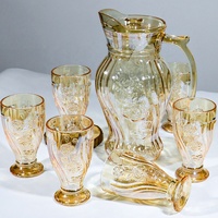 Service à thé en verre transparent de style moyen-oriental avec logo personnalisé de luxe, carafe à eau froide, pichet, pot à eau en verre