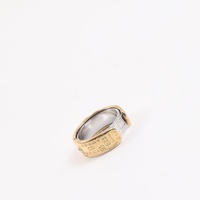 18K Vergoldeter Zweifarbiger Gravierter Edelstahl Drehbarer Fidget-Ring