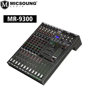 MR-9300 MR 9300 Mp3 전문 오디오 믹서 콘솔 DJ 플레이어 독립 팬텀 파워 8 채널 USB 블루 치아