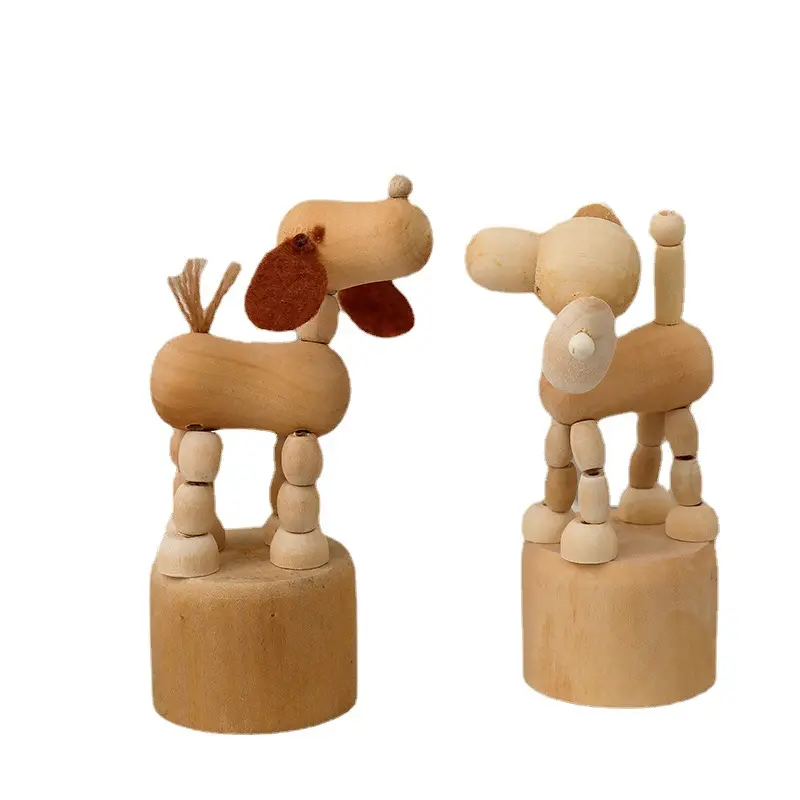 Cheap Toy For Kids Holiday Gifts Wooden Desktop Decoration Wooden Animal Finger Push Puppet For DIY