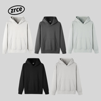 Custom 350 GSM katoen-polyester French Terry unisex oversized heavyweight fleece hoodie met borduurwerk, effen zwart, zonder koord