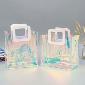 Bolsa de Mano de PVC Iridiscente con Logotipo Personalizado, Bolsa de Compras Transparente Holográfica - Product Image 2