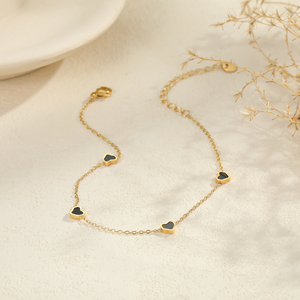 สร้อยข้อมือรูปหัวใจกลวงประดับเพชรทรงดาว ทำจากไทเทเนียมสตีล สไตล์หวานแบบเกาหลี-ญี่ปุ่น  ทันสมัย ใช้งานได้หลากหลาย  สวยสง่า - Product Image 6