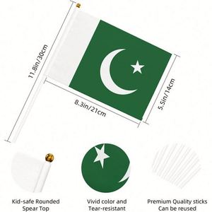 Hot Selling Decorative Pakistan Pakistani Hand Waved Mini <b>Flag</b> 5.5x8.2 in Equipped With Plastic Pole - Product Image 4