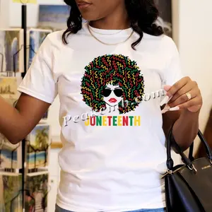 Venta caliente impresión Juneteenth Lady Heat Press Transfer Stickers para camiseta personalizada