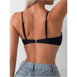 Haut de bikini torsadé personnalisé pour femme, col en V, bretelles spaghetti, maillot de bain extensible une pièce - Product Image 4