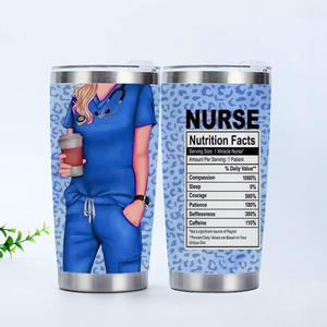 Mug isotherme en acier inoxydable de 20 oz, avec inscriptions « Nurse Life Nutritional Facts », cadeau pour infirmières. - Product Image 4