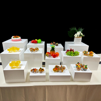 Présentoir de nourriture pour table de buffet de qualité supérieure personnalisé Boîtes cubes blanches Support de restauration pour présentoir de nourriture