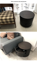 YOUTAI Wabi Sabi Table de chevet ronde en bois avec 2 tiroirs Design moderne Meubles de chambre à coucher