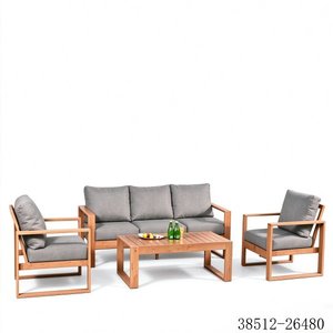 Ensemble de jardin contemporain en rotin, canapé 3 places avec table basse et coussins beiges, modèle 38512-26462 - Product Image 5