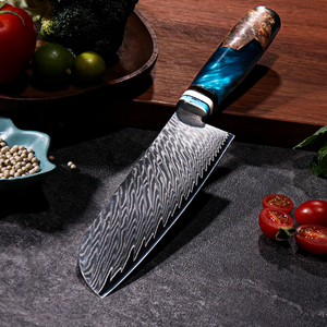 Cuchillo de <span class=keywords><strong>Chef</strong></span> Japonés Jinniangzi de 8 Pulgadas, Acero de Damasco |   Cuchillo de Cocina Profesional Ultra Afilado de Acero con Alto Contenido de Carbono |   Asa de resina hecha a mano - Product Image 3