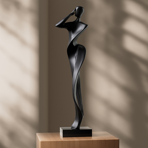 Sculpture Minimaliste Italienne Noire de Figure, Grande Décoration Artistique pour Salon, Entrée ou Meuble TV - Product Image 1