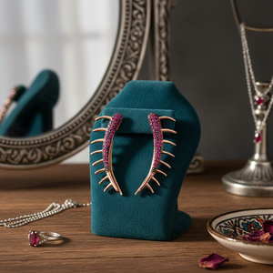 Pendientes de Aro con Circonita Rubí, Joyería Fina al por Mayor, Joyería Turca Hecha a Mano en Plata de Ley 925 - Product Image 3
