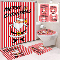 Rideau de Douche en Polyester Imprimé Personnalisé Résistant à la Décoloration, Motif Bonhomme de Neige, Sapin de Noël, Père Noël, Imperméable, OEM ODM